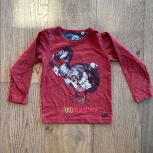 Brick Red Kids Long Sleeve Shirt with Dodo Print